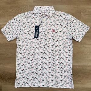 NWT Rhoback The Bev Cart Performance Polo White Short Sleeve Shirt Mens Size S